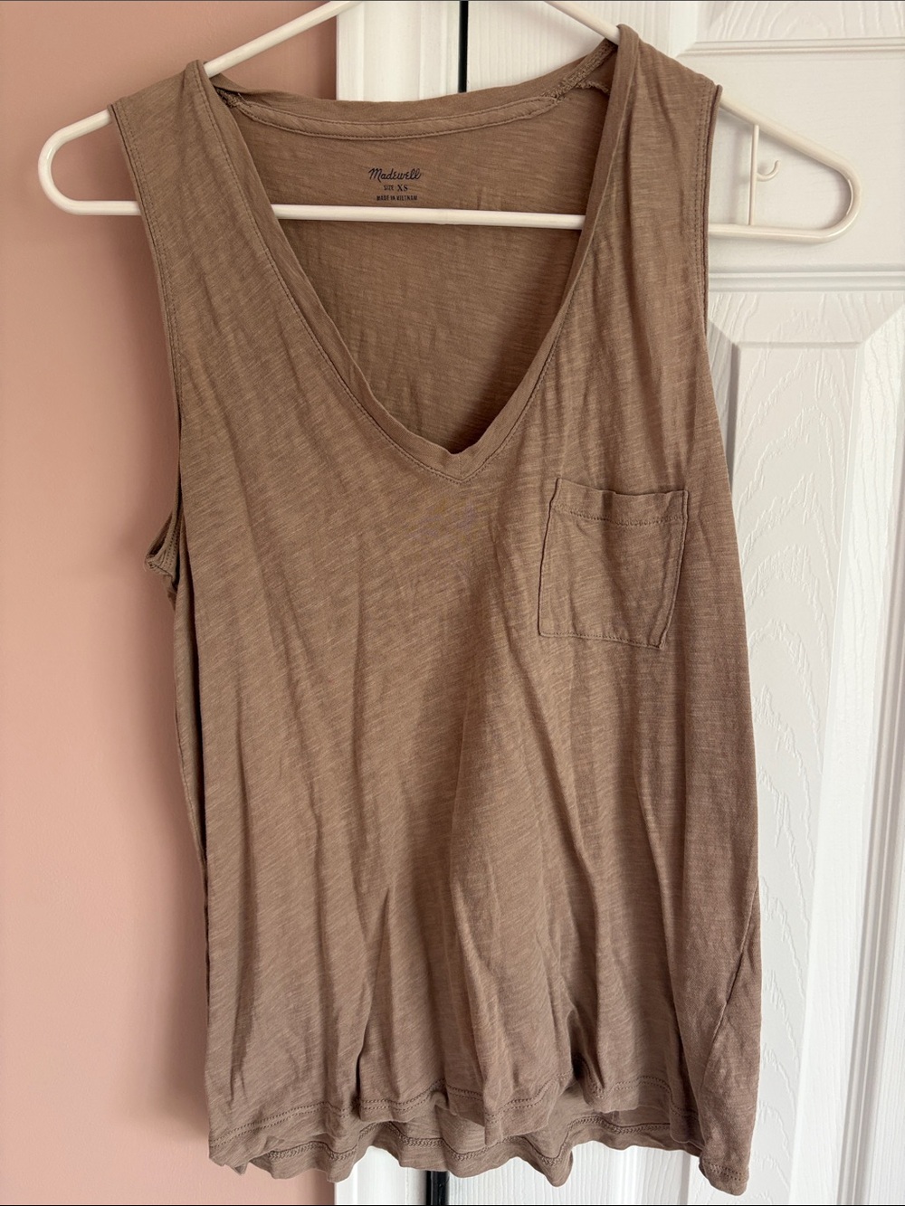 Madewell Taupe V-Neck Pocket Tank